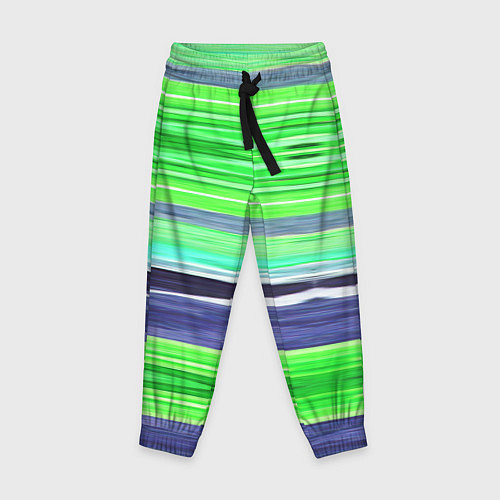 Детские брюки Сине-зеленые абстрактные полосы / 3D-принт – фото 1