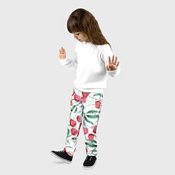Брюки детские Вишня Нарисованная Акварелью, цвет: 3D-принт — фото 2