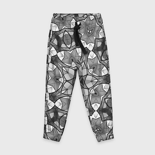Детские брюки Черно-белый геометрический мозаичный узор / 3D-принт – фото 1