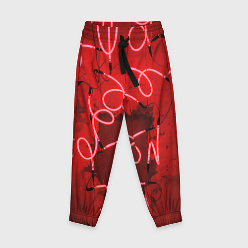 Детские брюки Неоновые закрученные фонари - Красный / 3D-принт – фото 1