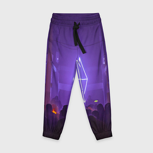 Детские брюки Неоновое помещение с людьми - Фиолетовый / 3D-принт – фото 1