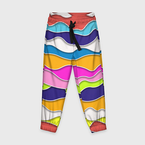 Детские брюки Разноцветные волны Летний паттерн / 3D-принт – фото 1