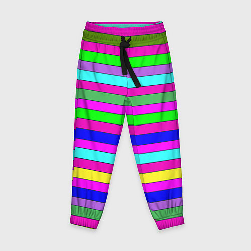 Детские брюки Multicolored neon bright stripes / 3D-принт – фото 1