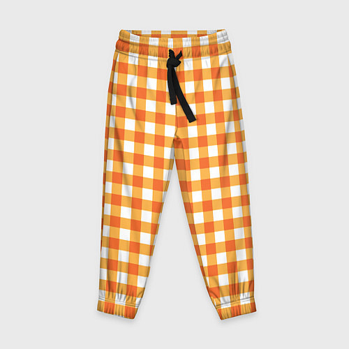 Детские брюки Бело-оранжевые квадратики / 3D-принт – фото 1