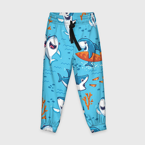 Детские брюки Прикольные акулята - паттерн / 3D-принт – фото 1