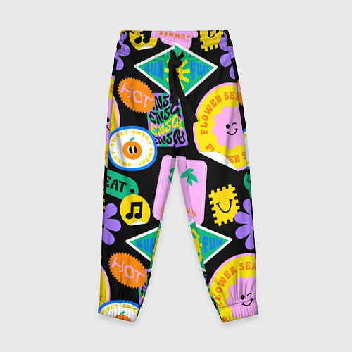 Детские брюки Летние наклейки pop-art паттерн / 3D-принт – фото 1