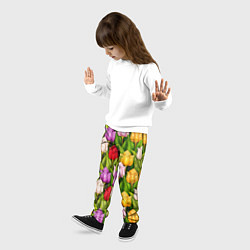 Брюки детские Объемные разноцветные тюльпаны, цвет: 3D-принт — фото 2