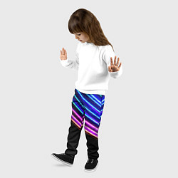Брюки детские Неоновые полосы на черном, цвет: 3D-принт — фото 2