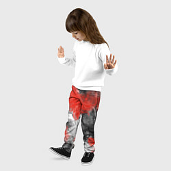 Брюки детские Черно-красная абстрактная текстура акварели, цвет: 3D-принт — фото 2