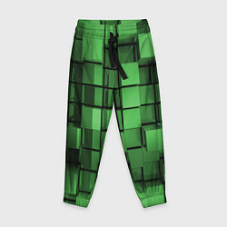 Детские брюки Киберпанк броня - Зелёный металлические кубы