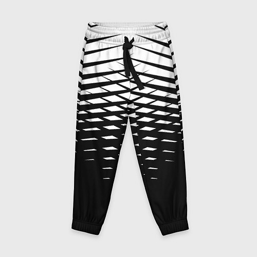 Детские брюки Черно-белая симметричная сетка из треугольников / 3D-принт – фото 1