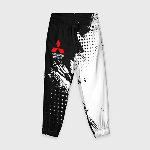 Детские брюки Mitsubishi - черно-белая абстракция / 3D-принт – фото 1