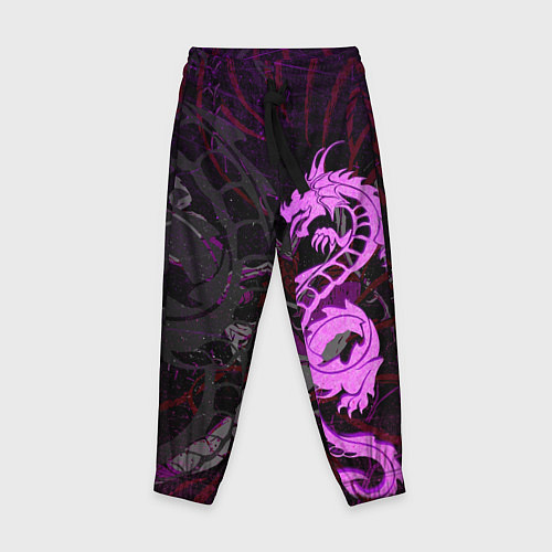 Детские брюки Неоновый дракон purple dragon / 3D-принт – фото 1