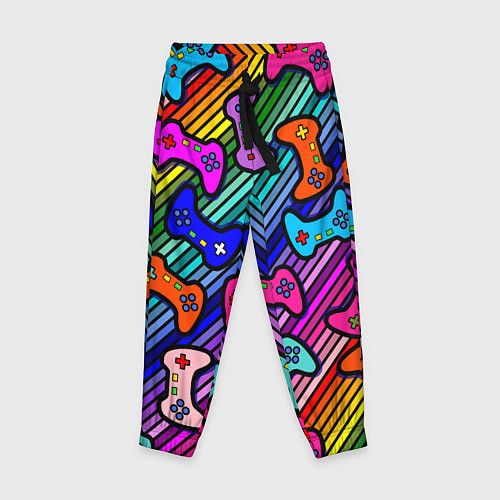 Детские брюки Многоцветные полоски с джойстиками / 3D-принт – фото 1