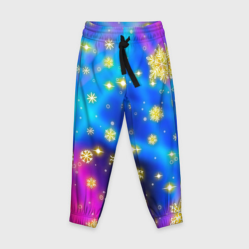 Детские брюки Снежинки и звезды - яркие цвета / 3D-принт – фото 1
