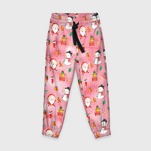 Детские брюки Новый год - снеговики / 3D-принт – фото 1