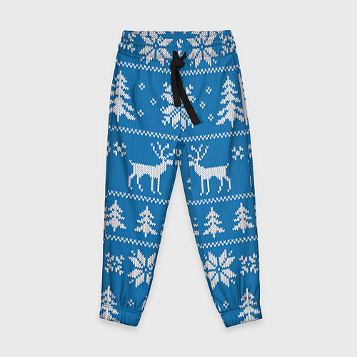Детские брюки Рождественский синий свитер с оленями / 3D-принт – фото 1