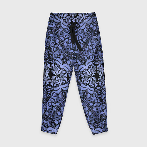Детские брюки Ажурный модный кружевной синий узор / 3D-принт – фото 1