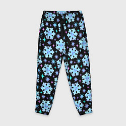 Детские брюки Яркие зимние снежинки с цветными звездами