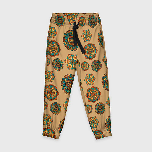 Детские брюки Мандалы на бежевом фоне / 3D-принт – фото 1