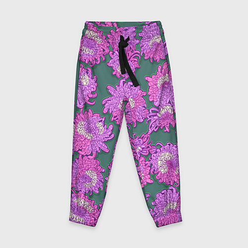 Детские брюки Яркие хризантемы / 3D-принт – фото 1