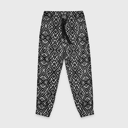 Детские брюки Черно-белый геометрический узор Скандинавия / 3D-принт – фото 1