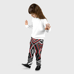 Брюки детские Геометрический узор с серыми черными и красными по, цвет: 3D-принт — фото 2