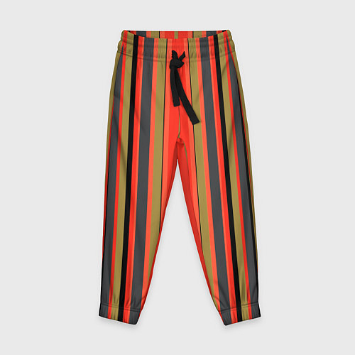 Детские брюки Вертикальные полосы в оранжево-коричневых тонах / 3D-принт – фото 1