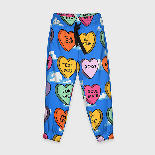Детские брюки Валентинки конфетки сердечки с посланиями / 3D-принт – фото 1