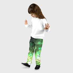 Брюки детские Неоновый зеленый блеск и черный фон, цвет: 3D-принт — фото 2