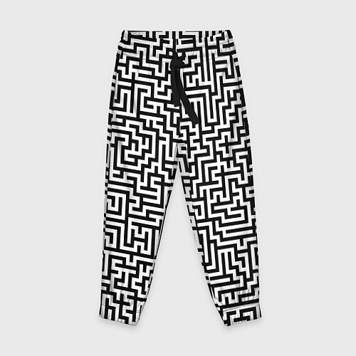 Детские брюки Черно-белый лабиринт / 3D-принт – фото 1