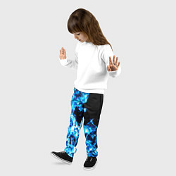 Брюки детские Красивый неоновый синий огонь, цвет: 3D-принт — фото 2