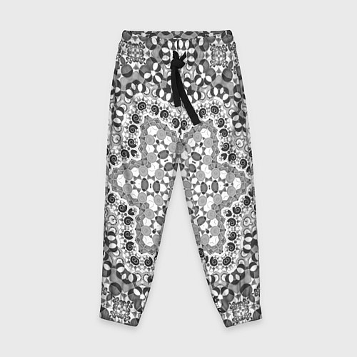 Детские брюки Черно-белый орнамент мандала / 3D-принт – фото 1