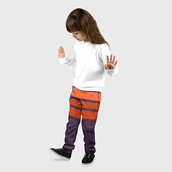 Брюки детские Полосатый фиолетово-оранжевый узор, цвет: 3D-принт — фото 2
