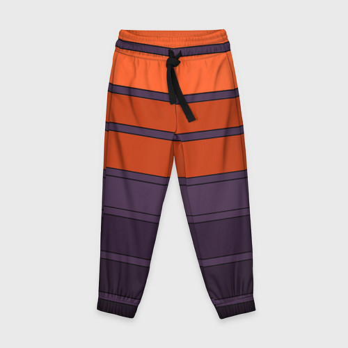 Детские брюки Полосатый фиолетово-оранжевый узор / 3D-принт – фото 1
