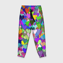 Детские брюки Орнамент из разноцветных сердечек - валентинка