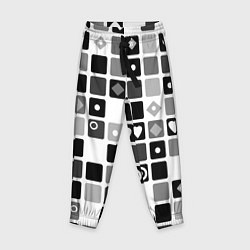 Брюки детские Черно-белый узор мозаика, цвет: 3D-принт