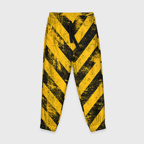 Детские брюки WARNING - желто-черные полосы / 3D-принт – фото 1