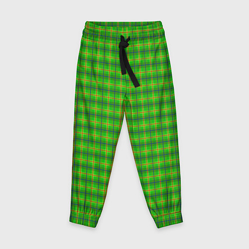 Детские брюки Шотландка зеленая крупная / 3D-принт – фото 1