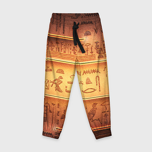 Детские брюки Египетская стена с иероглифами и полосами / 3D-принт – фото 1