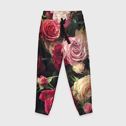 Детские брюки Нежные кустовые розы / 3D-принт – фото 1