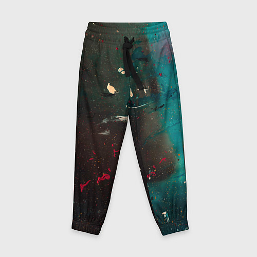 Детские брюки Абстрактные тьма, светло-синий туман и мазки красо / 3D-принт – фото 1