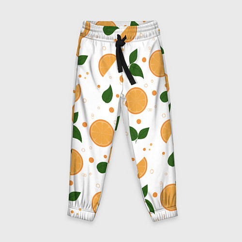 Детские брюки Апельсины с листьями / 3D-принт – фото 1