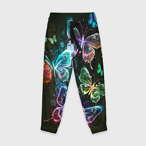 Детские брюки Неоновые дикие бабочки / 3D-принт – фото 1