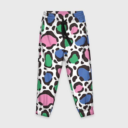 Детские брюки Леопардовые пятна ярких цветов / 3D-принт – фото 1