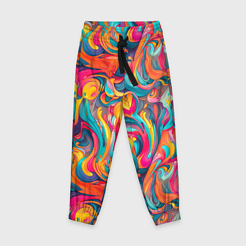 Детские брюки Разноцветные мазки красок / 3D-принт – фото 1