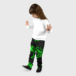 Брюки детские Зеленый светящийся дым, цвет: 3D-принт — фото 2