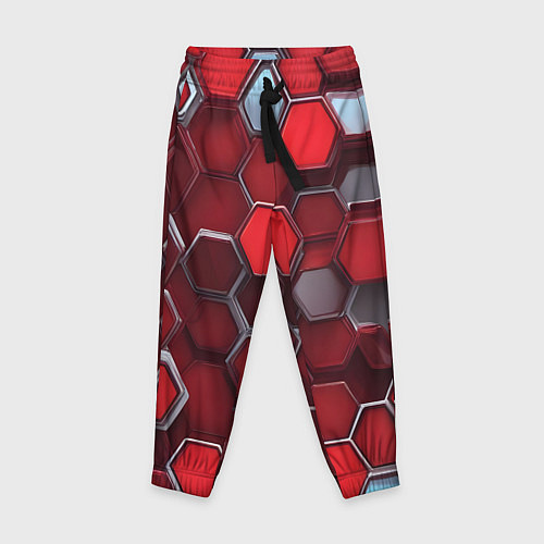 Детские брюки Cyber hexagon red / 3D-принт – фото 1