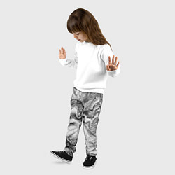 Брюки детские Черно-белая мраморная абстракция, цвет: 3D-принт — фото 2