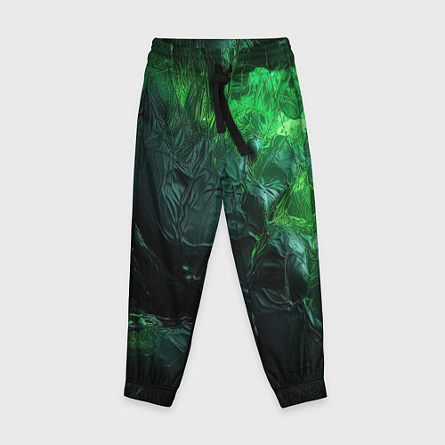 Детские брюки Зеленая объемная текстура / 3D-принт – фото 1